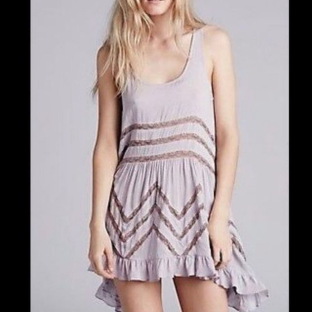 Intimately Free People Lavender Purple Voile Lace Trapeze Dress